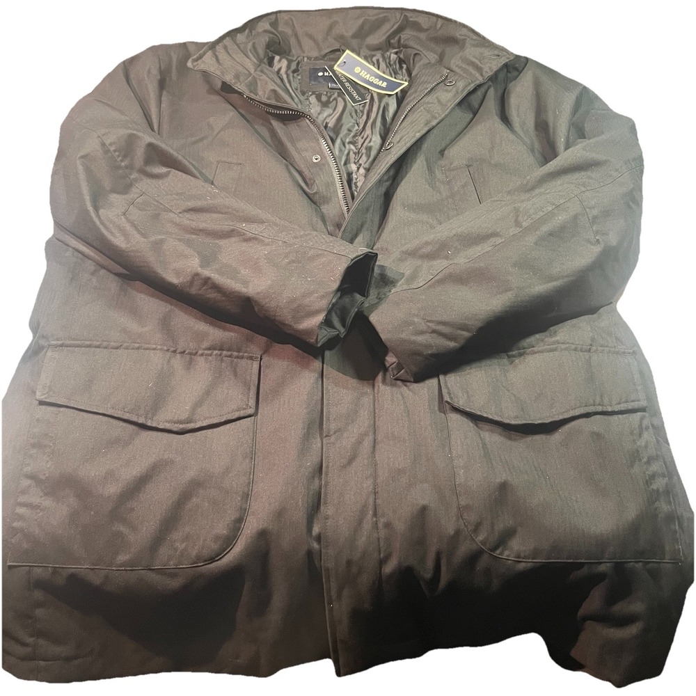 NWT Haggar Men's Water Resistant Winter Coat 2XL Black